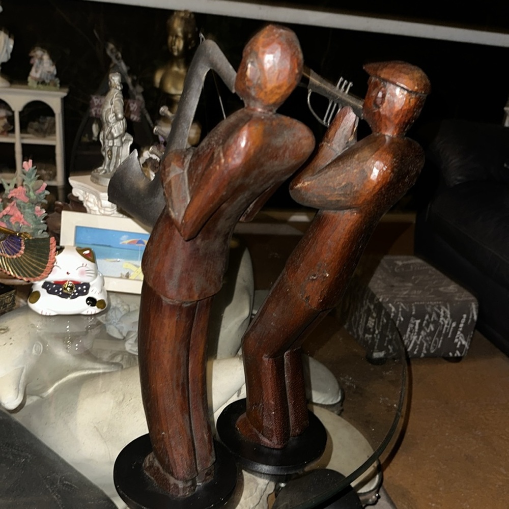 Pier 1 -Two sculptures Vintage Hand Carved Wooden
Jazz Musicians Set 15inches - Picture 3 of 8